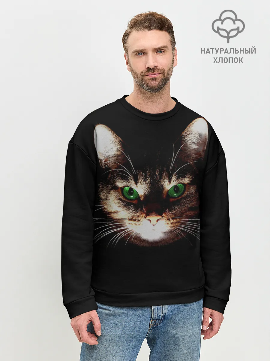 Мужской свитшот базовый / Зеленоглазый кот
