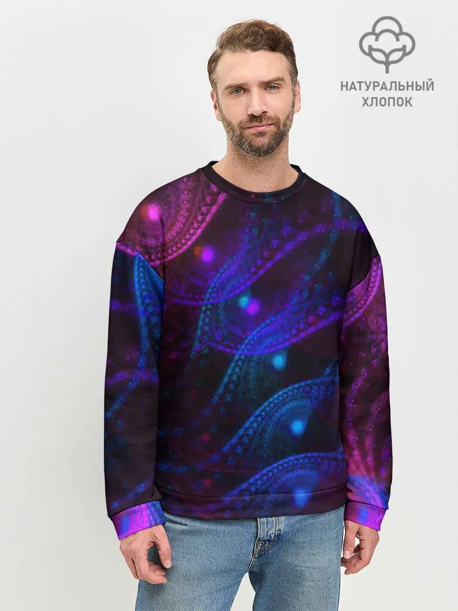 Мужской свитшот базовый / NEON FRACTAL