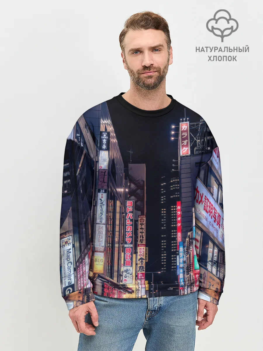 Мужской свитшот базовый / Ночной Токио