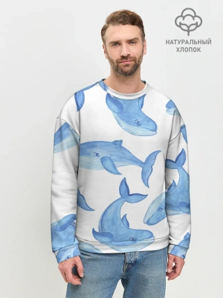 Мужской свитшот базовый / Косяк китов
