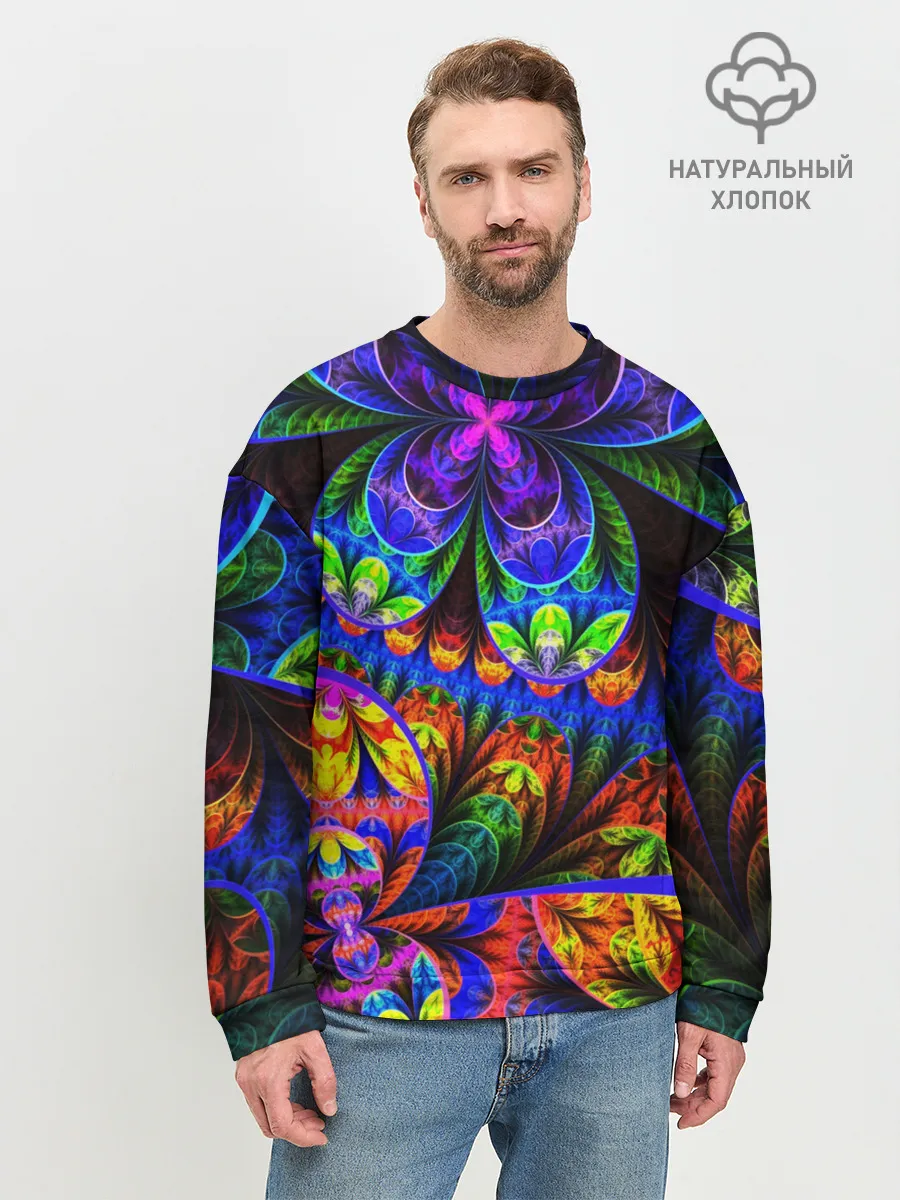 Мужской свитшот базовый / ФРАКТАЛЬНЫЙ НЕОН
