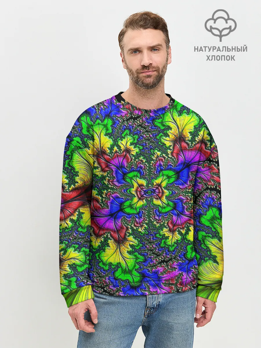 Мужской свитшот базовый / НЕОНОВЫЙ ЦВЕТОК