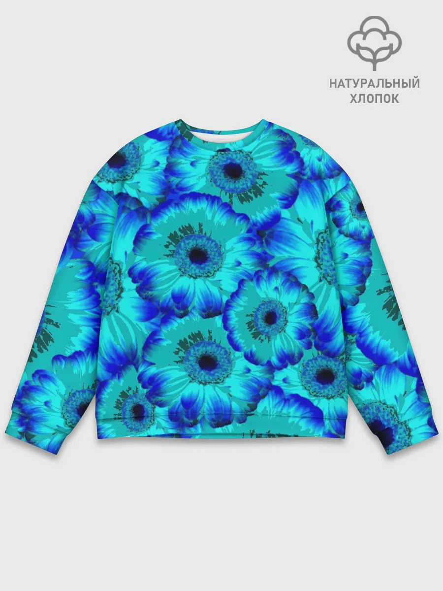 Мужской свитшот базовый / Голубые хризантемы