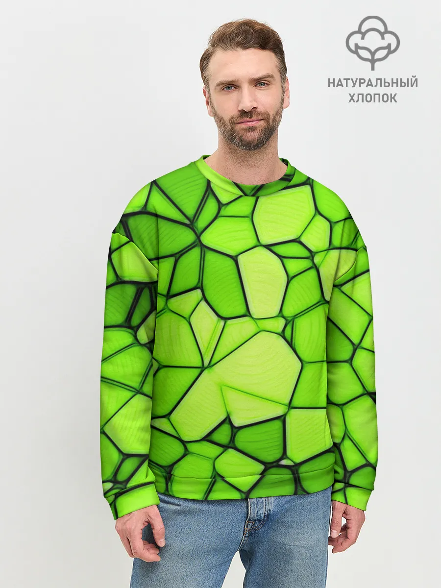 Мужской свитшот базовый / Зеленая мозаика