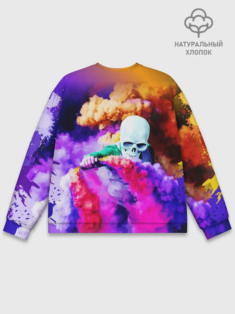 Мужской свитшот базовый / Череп в дыму