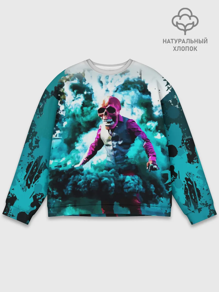 Мужской свитшот базовый / Череп в дыму