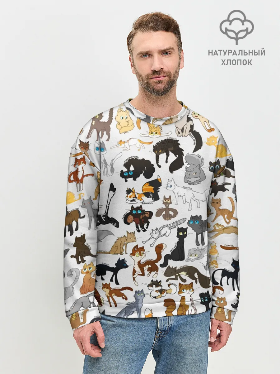Мужской свитшот базовый / Котоколлаж 03