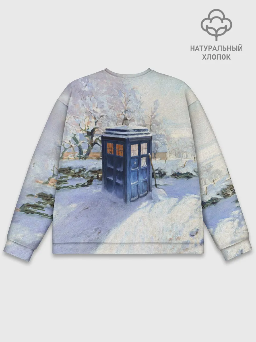 Мужской свитшот базовый / ТАРДИС В СНЕГУ