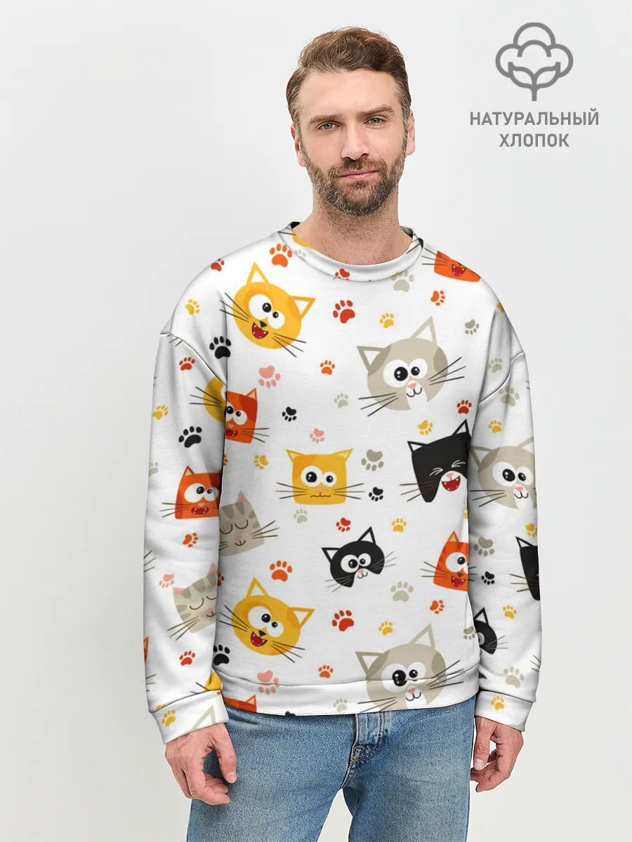 Мужской свитшот базовый / Котики с лапками
