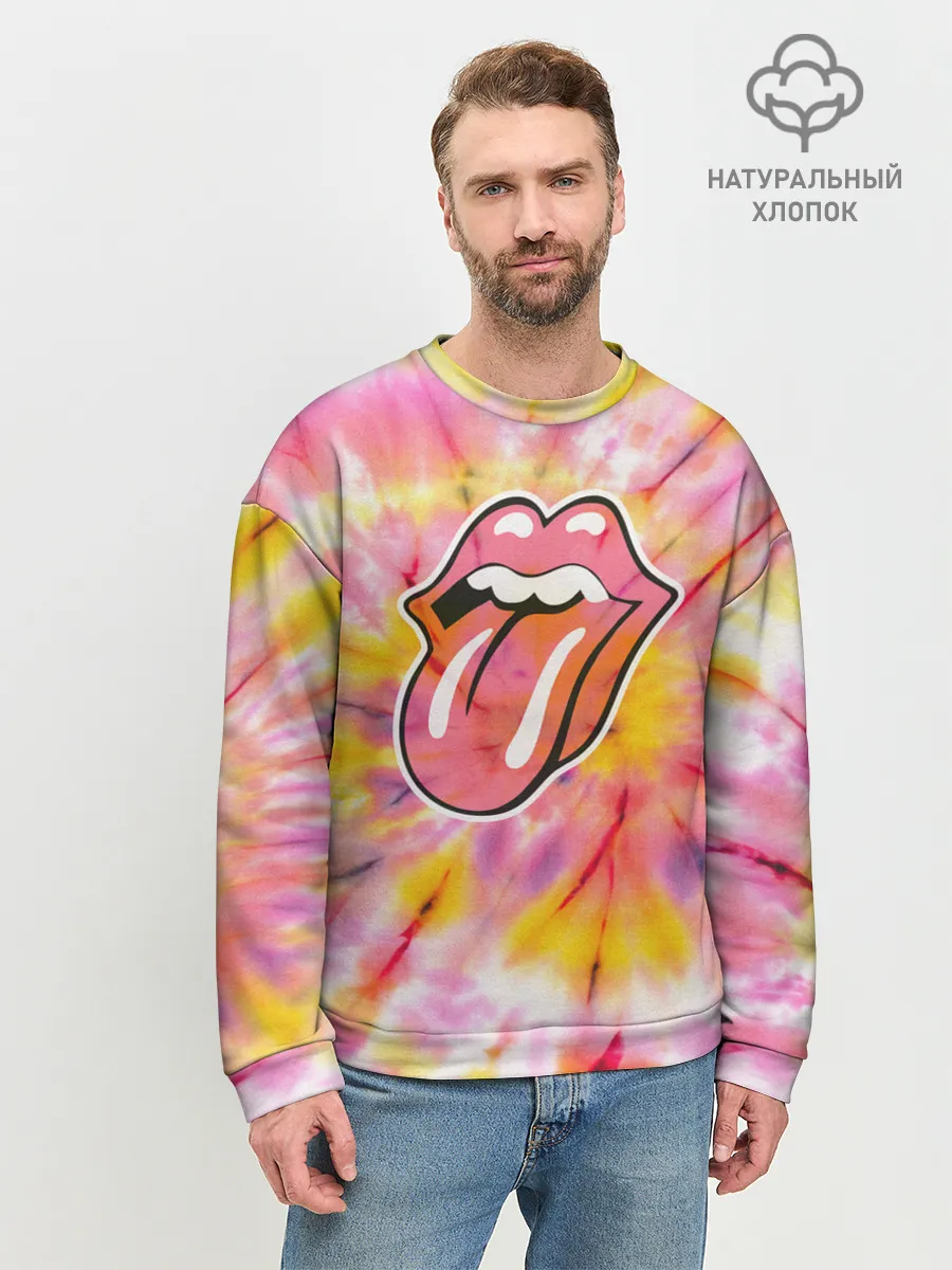 Мужской свитшот базовый / Rolling Stones tie-dye