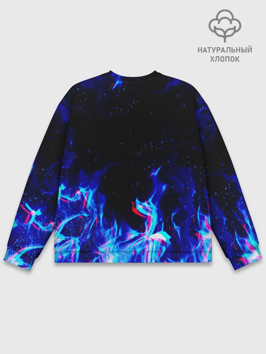 Мужской свитшот базовый / СИНИЙ ОГОНЬ ГЛИТЧ | BLUE FIRE GLITCH