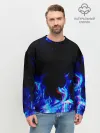 Мужской свитшот базовый / СИНИЙ ОГОНЬ ГЛИТЧ | BLUE FIRE GLITCH