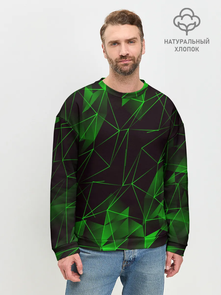 Мужской свитшот базовый / GREEN STRIPES | ЗЕЛЕНАЯ ГЕОМЕТРИЯ