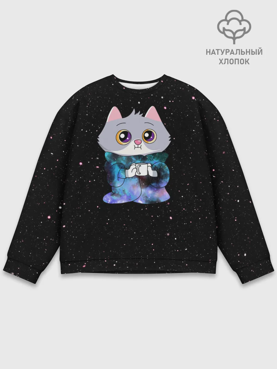 Мужской свитшот базовый / Котёнок в пледе