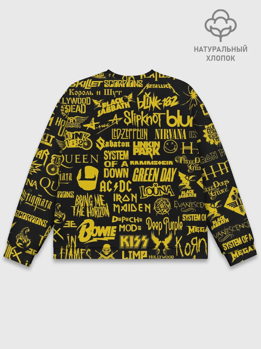 Мужской свитшот базовый / Логотипы рок групп GOLD