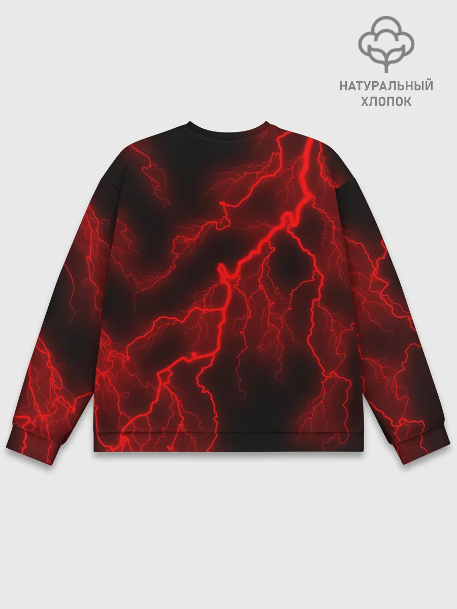 Мужской свитшот базовый / МОЛНИЯ RED NEON