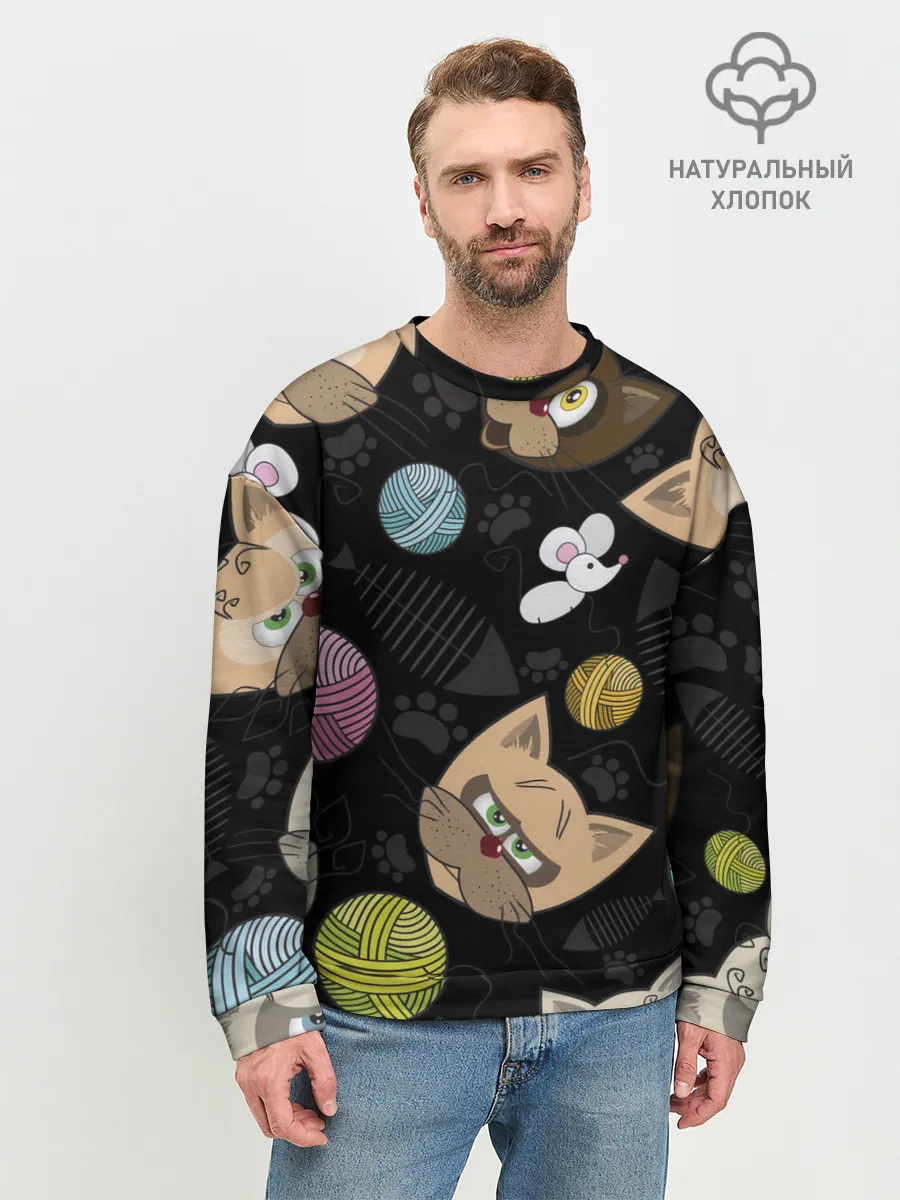 Мужской свитшот базовый / Злой кот.