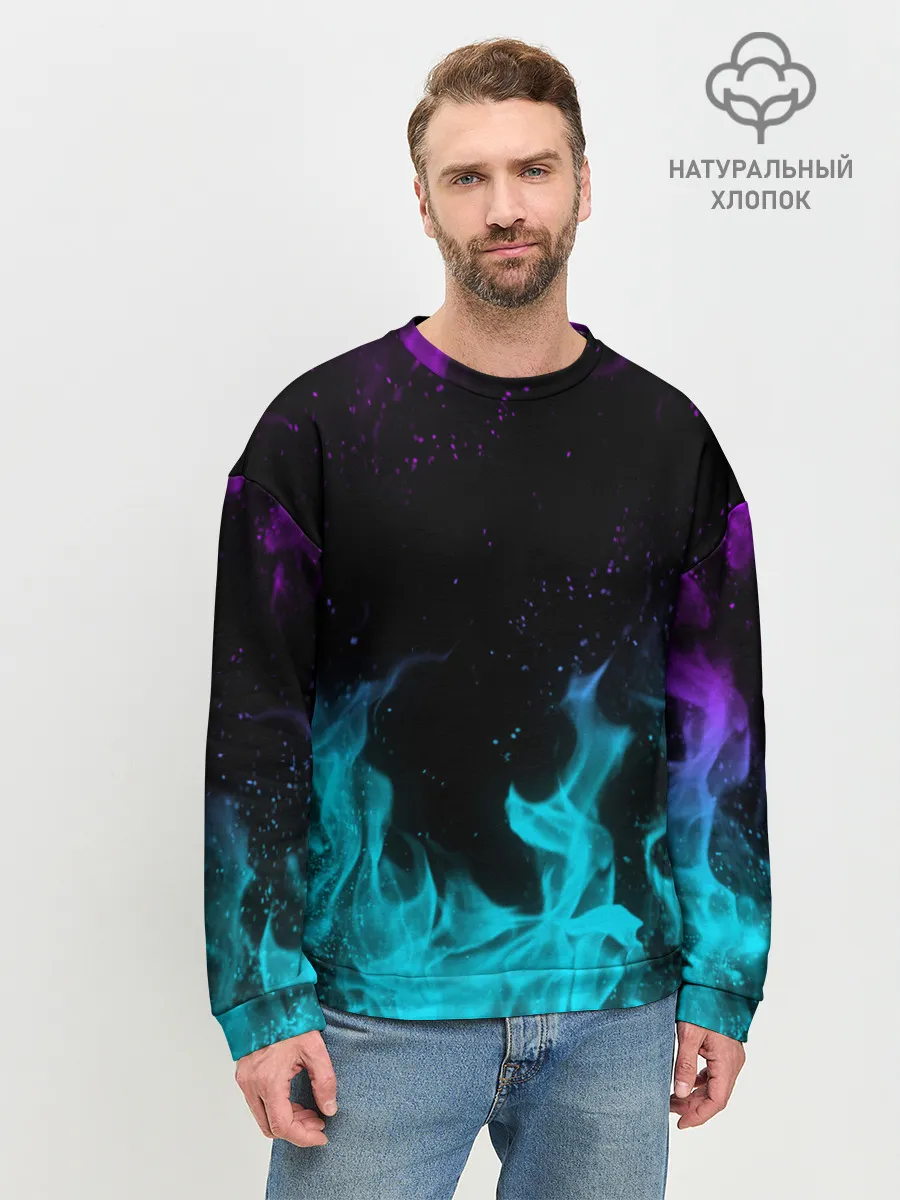 Мужской свитшот базовый / НЕОНОВЫЙ ОГОНЬ | NEON FIRE