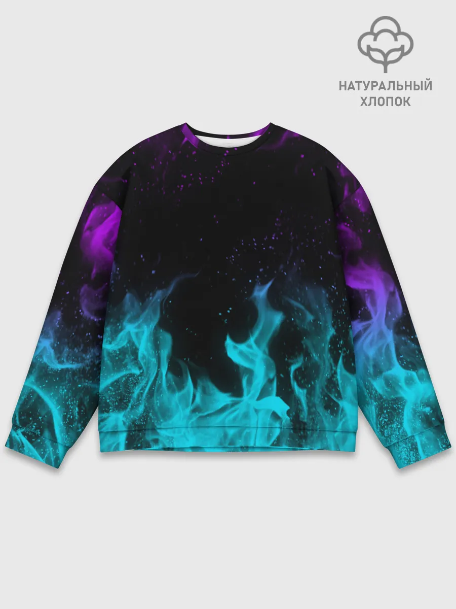 Мужской свитшот базовый / НЕОНОВЫЙ ОГОНЬ | NEON FIRE