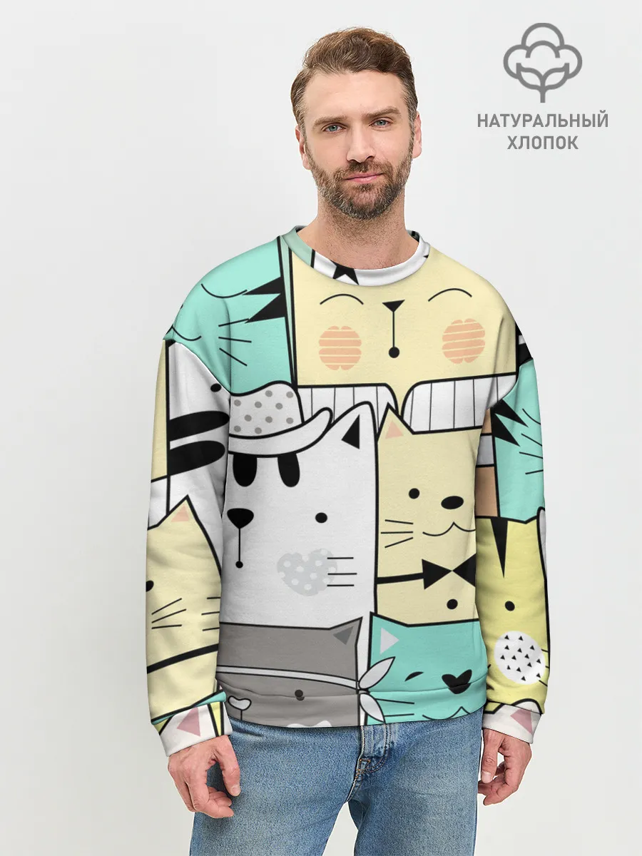 Мужской свитшот базовый / ДЕЛОВЫЕ КОТЕЙКИ | ЛЮБЛЮ КОТОВ