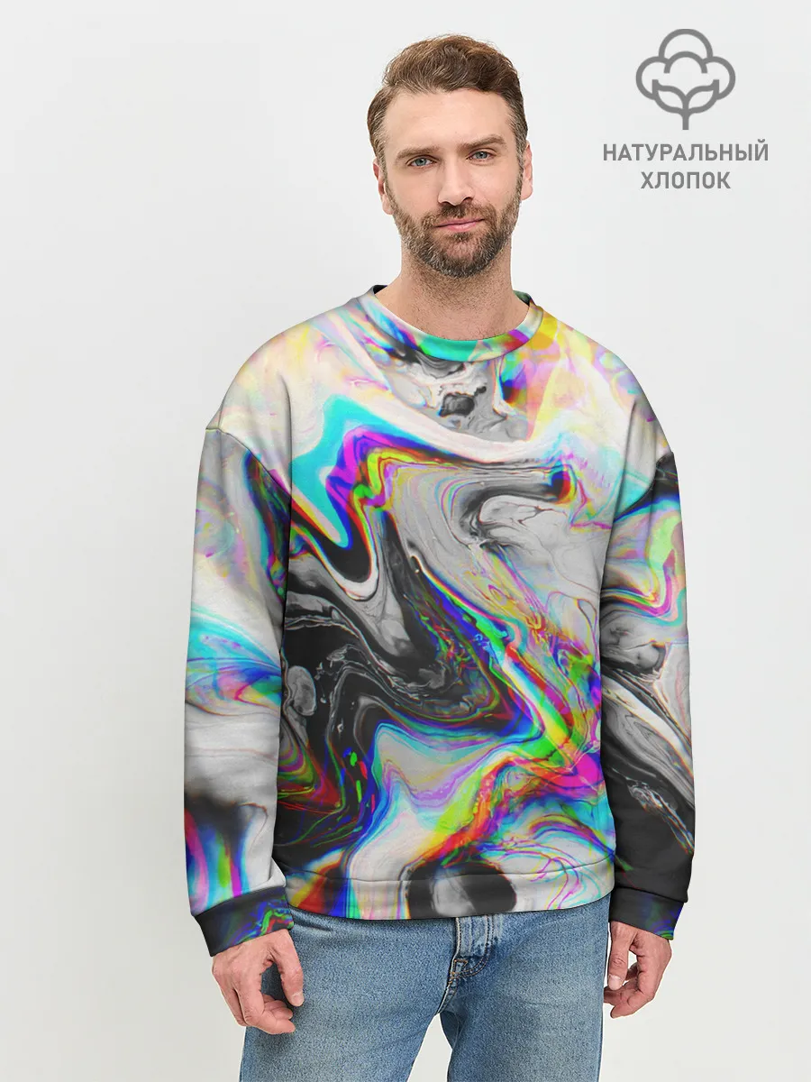 Мужской свитшот базовый / DIGITAL ABSTRACT GLITCH | ГЛИТЧ