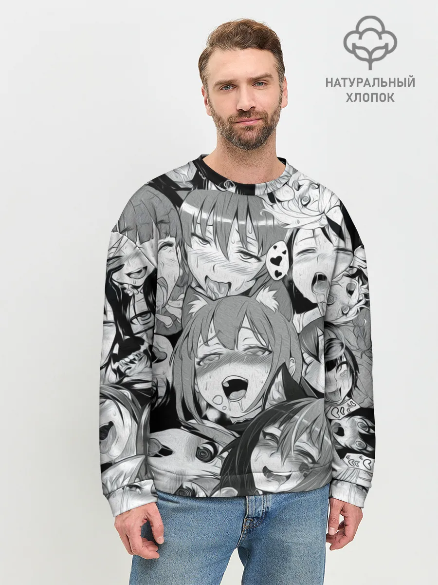 Мужской свитшот базовый / AHEGAO monochrome