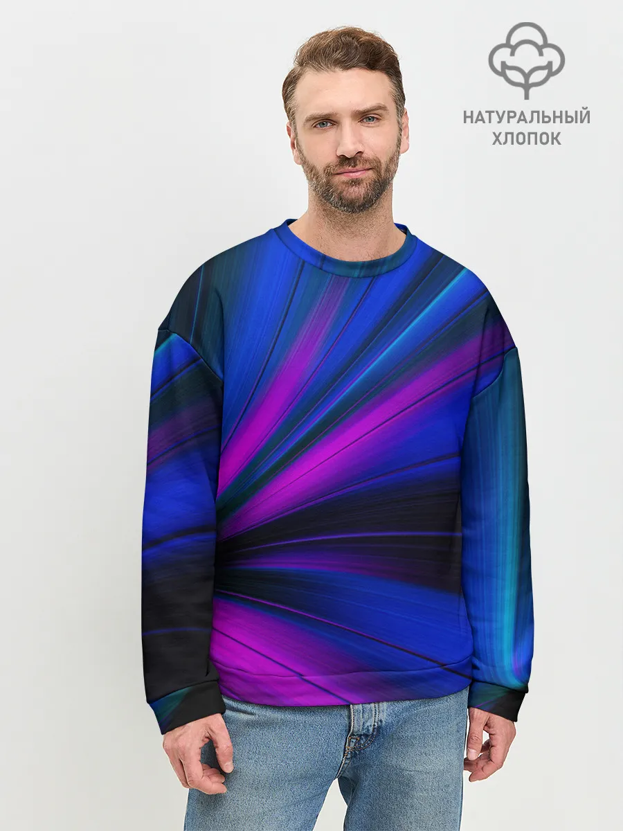 Мужской свитшот базовый / НЕОНОВЫЕ ВОЛНЫ | NEON STRIPES