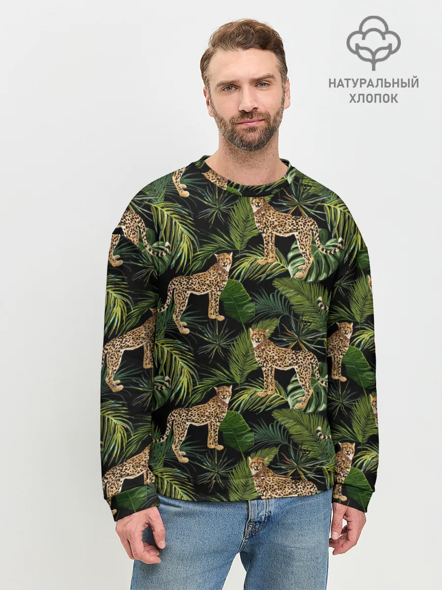 Мужской свитшот базовый / Леопарды на ветках