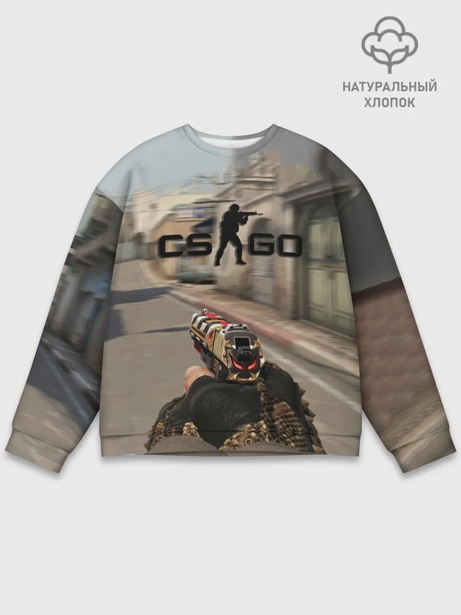 Мужской свитшот базовый / CS:GO - Ominous Look | Зловещий взгляд