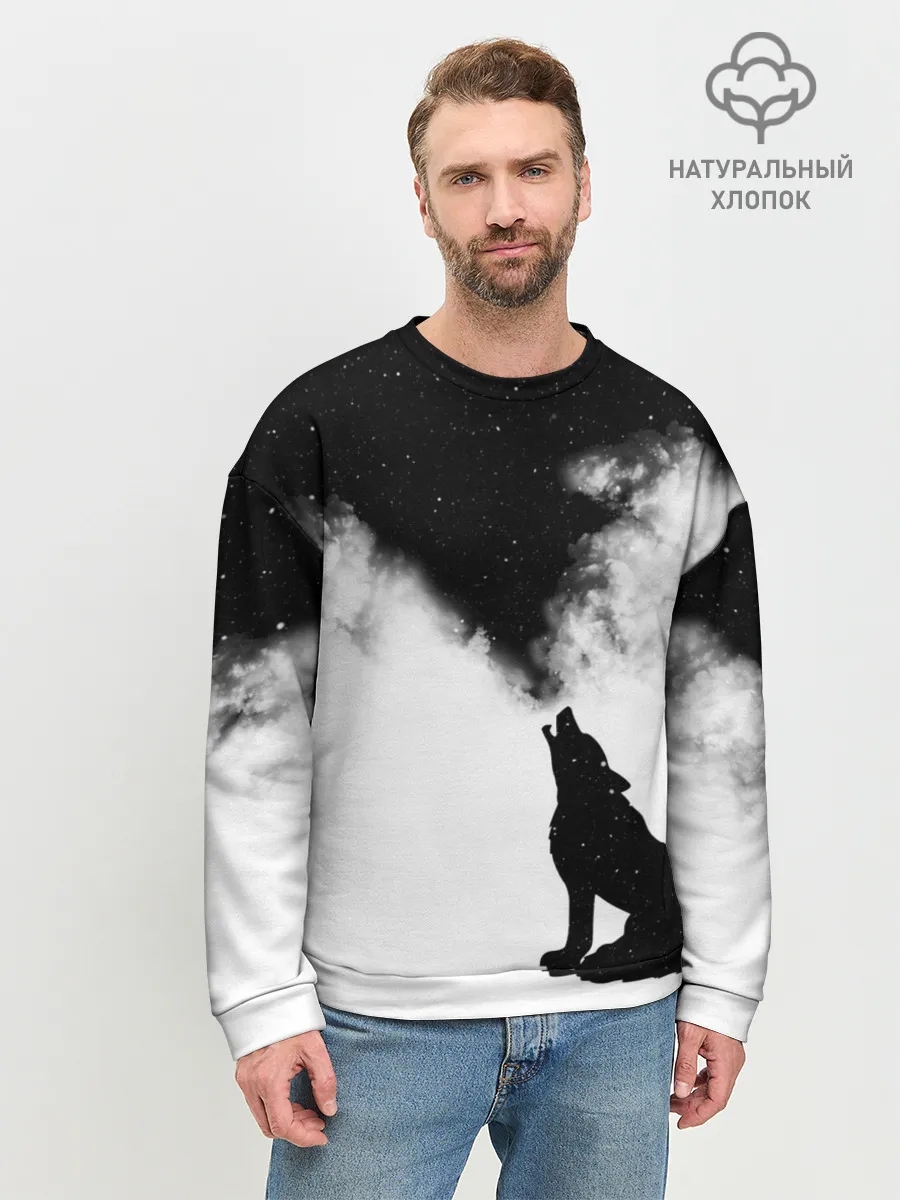 Мужской свитшот базовый / Galaxy wolf