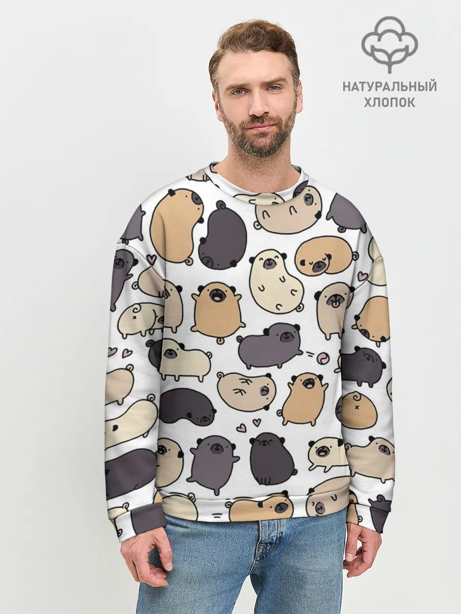 Мужской свитшот базовый / Милые мопсы