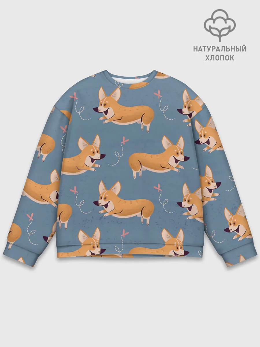 Мужской свитшот базовый / Корги с бабочкой
