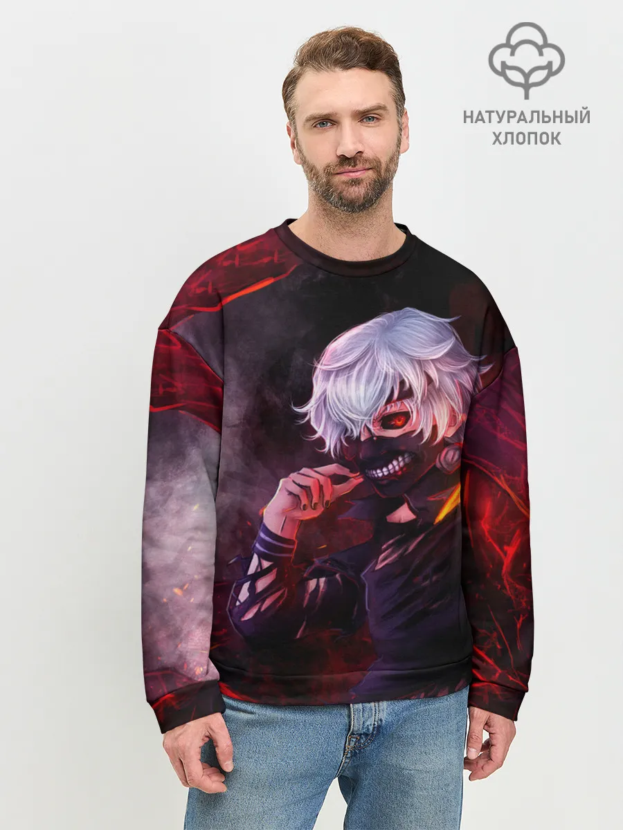 Мужской свитшот базовый / Ken Kaneki красные жала