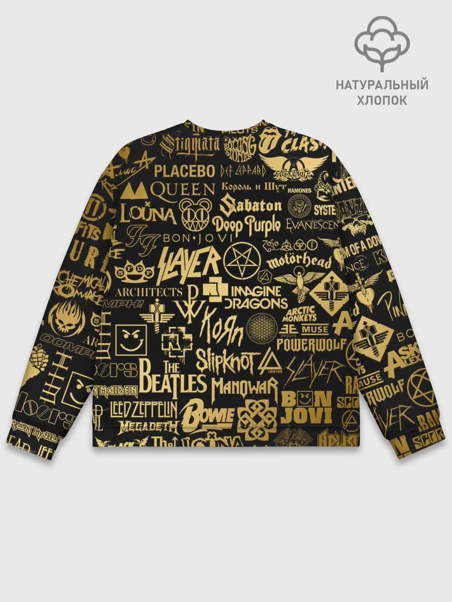 Мужской свитшот базовый / ЛОГОТИПЫ РОК ГРУПП GOLD