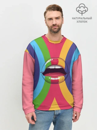 Мужской свитшот базовый / Радужные губы | Rainbow lips