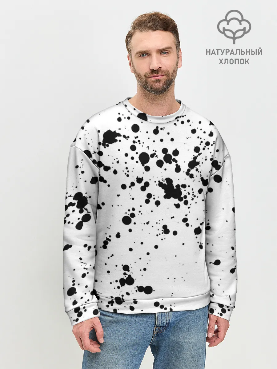 Мужской свитшот базовый / Далматинец - брызги чёрными пятнами