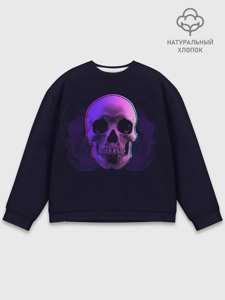 Мужской свитшот базовый / 3D Череп