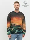 Мужской свитшот базовый / Фэнтези море корабли закат