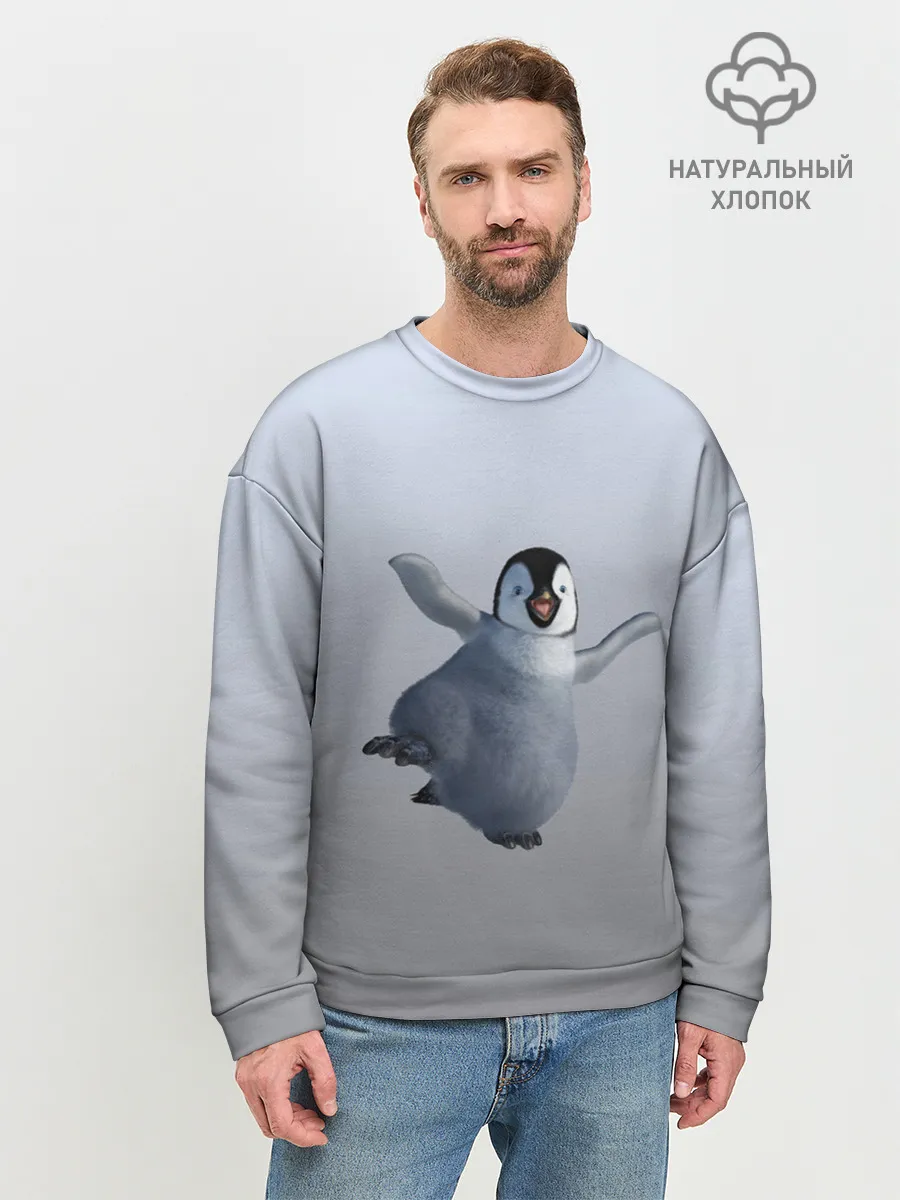 Мужской свитшот базовый / мультяшный пингвин