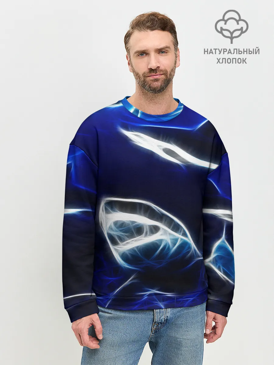 Мужской свитшот базовый / ДЕЛЬФИН В МОРЕ.