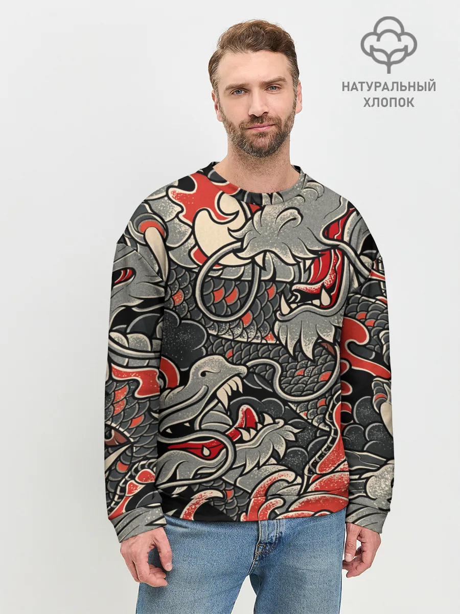 Мужской свитшот базовый / Dsquared tatoo DRAGON