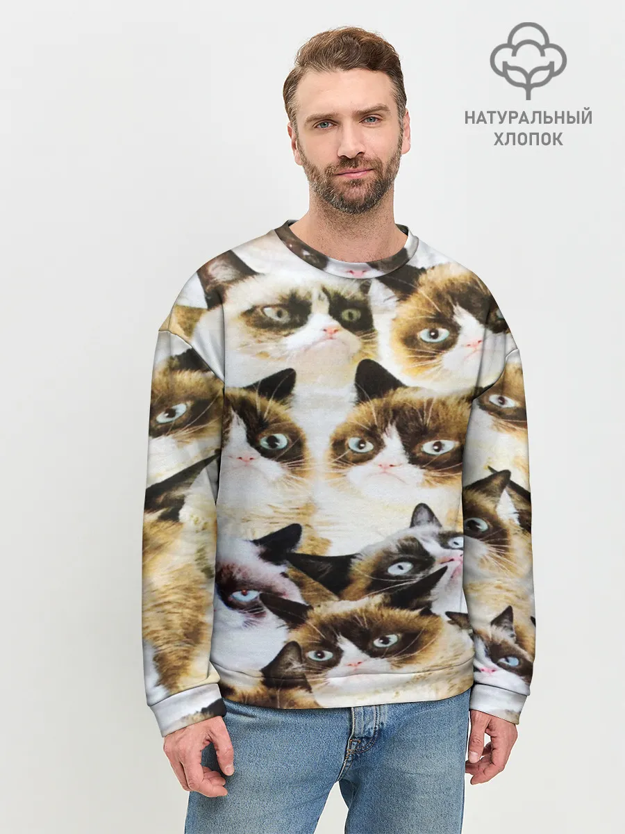 Мужской свитшот базовый / КОТ МЕМ