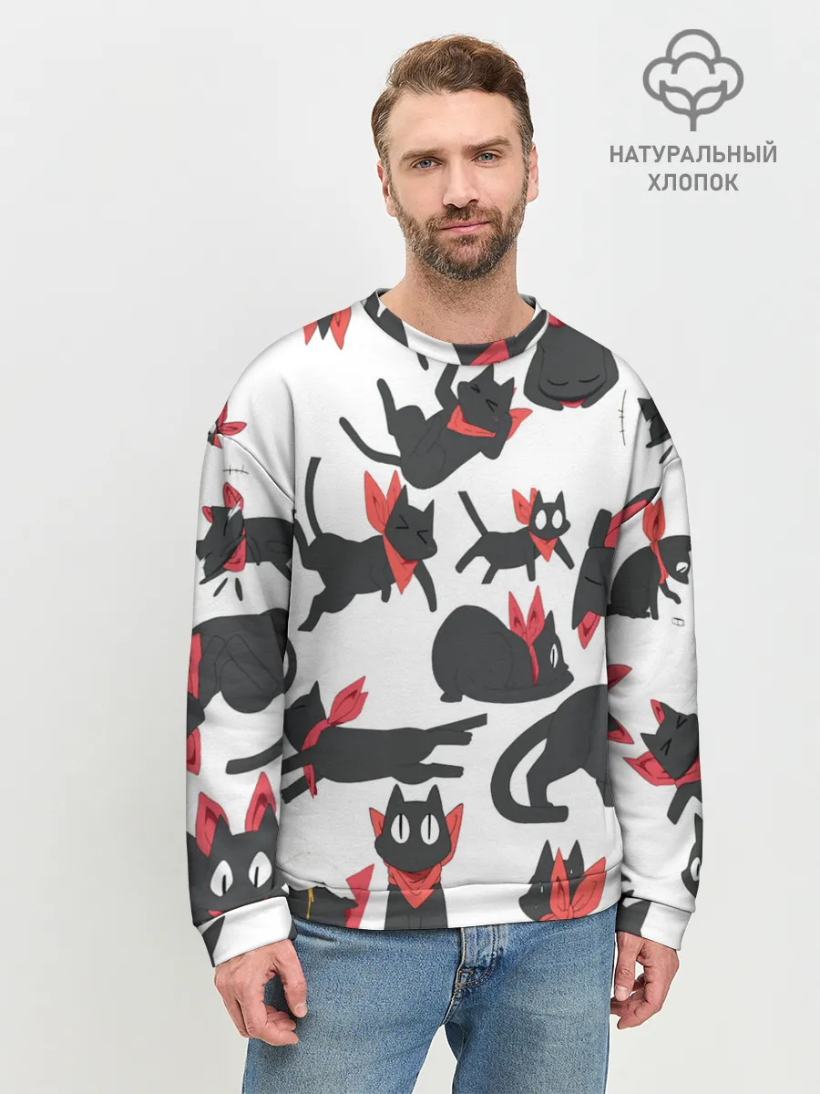 Мужской свитшот базовый / Черный котик