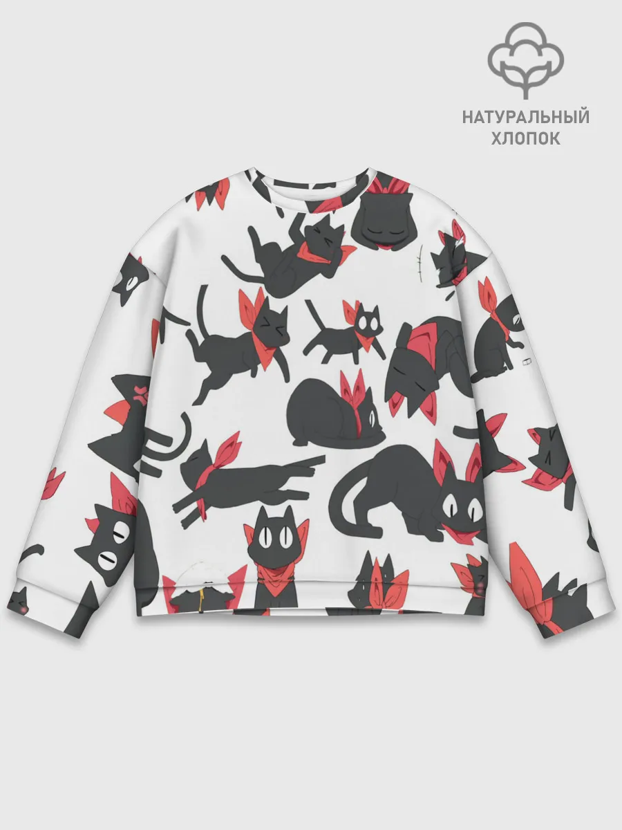 Мужской свитшот базовый / Черный котик