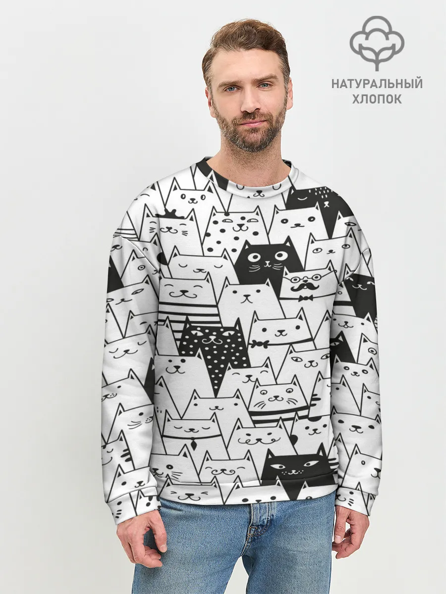 Мужской свитшот базовый / КОТЫ BLACK