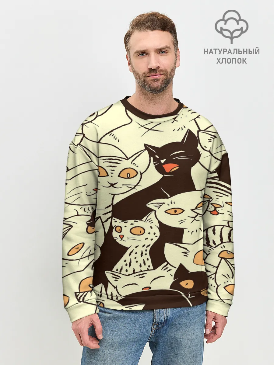 Мужской свитшот базовый / КОТЯТА ПАТТЕРН