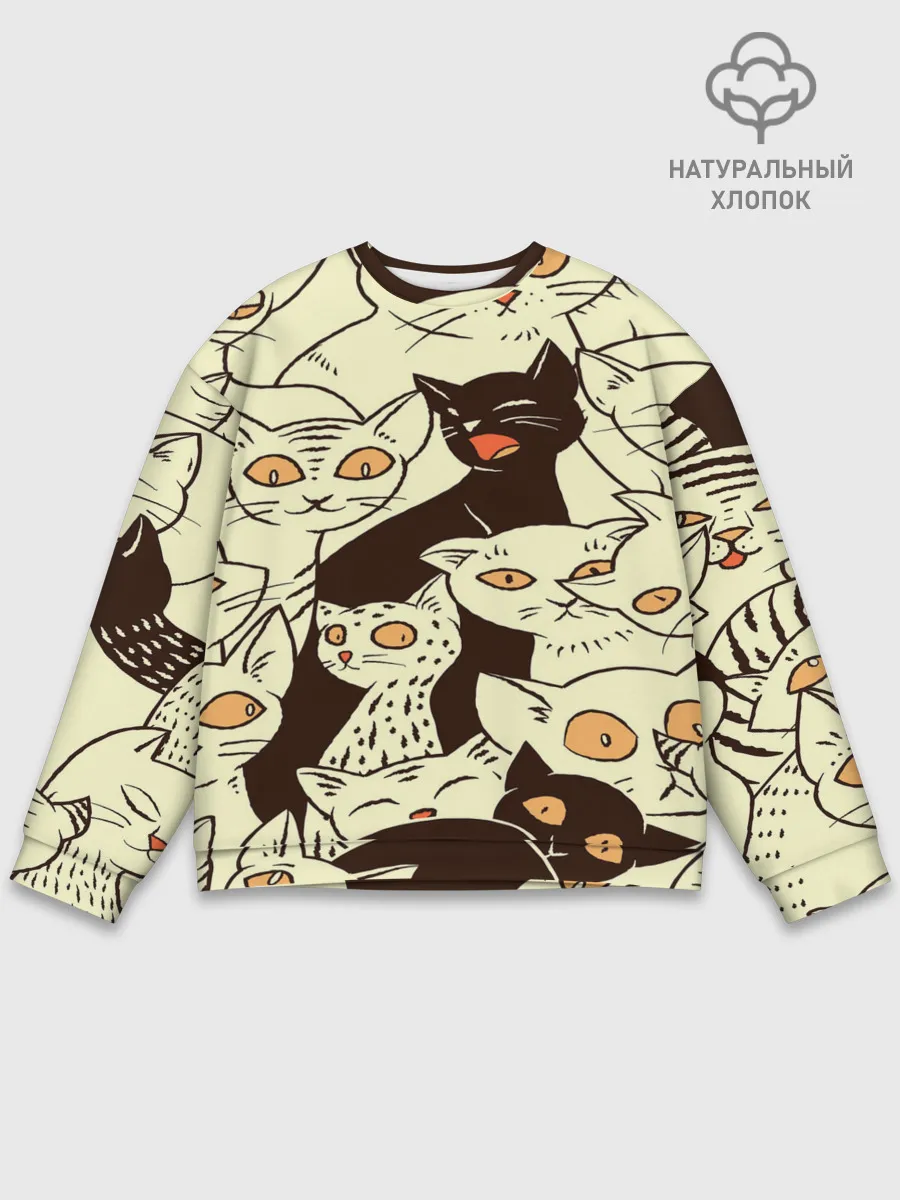 Мужской свитшот базовый / КОТЯТА ПАТТЕРН