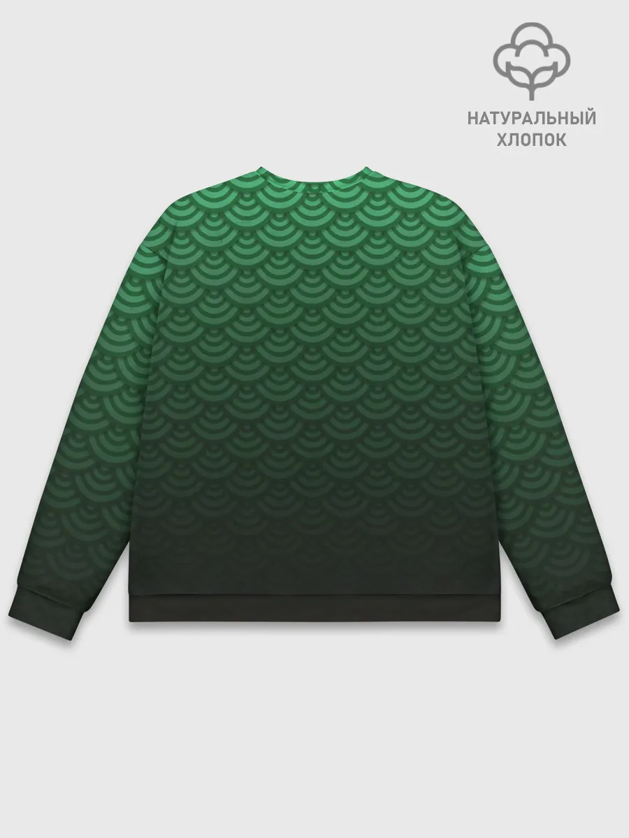 Мужской свитшот базовый / Узор зеленая чешуя дракон
