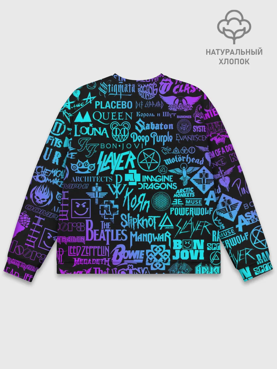 Мужской свитшот базовый / ЛОГОТИПЫ РОК ГРУПП НЕОН