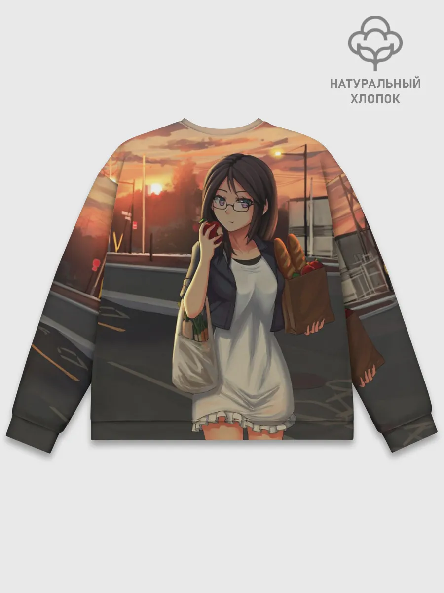 Мужской свитшот базовый / Девочка с продуктами